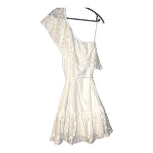 NWOT Maette Stella & Dot White Cora One Shoulder Lace Mini Dress size large
